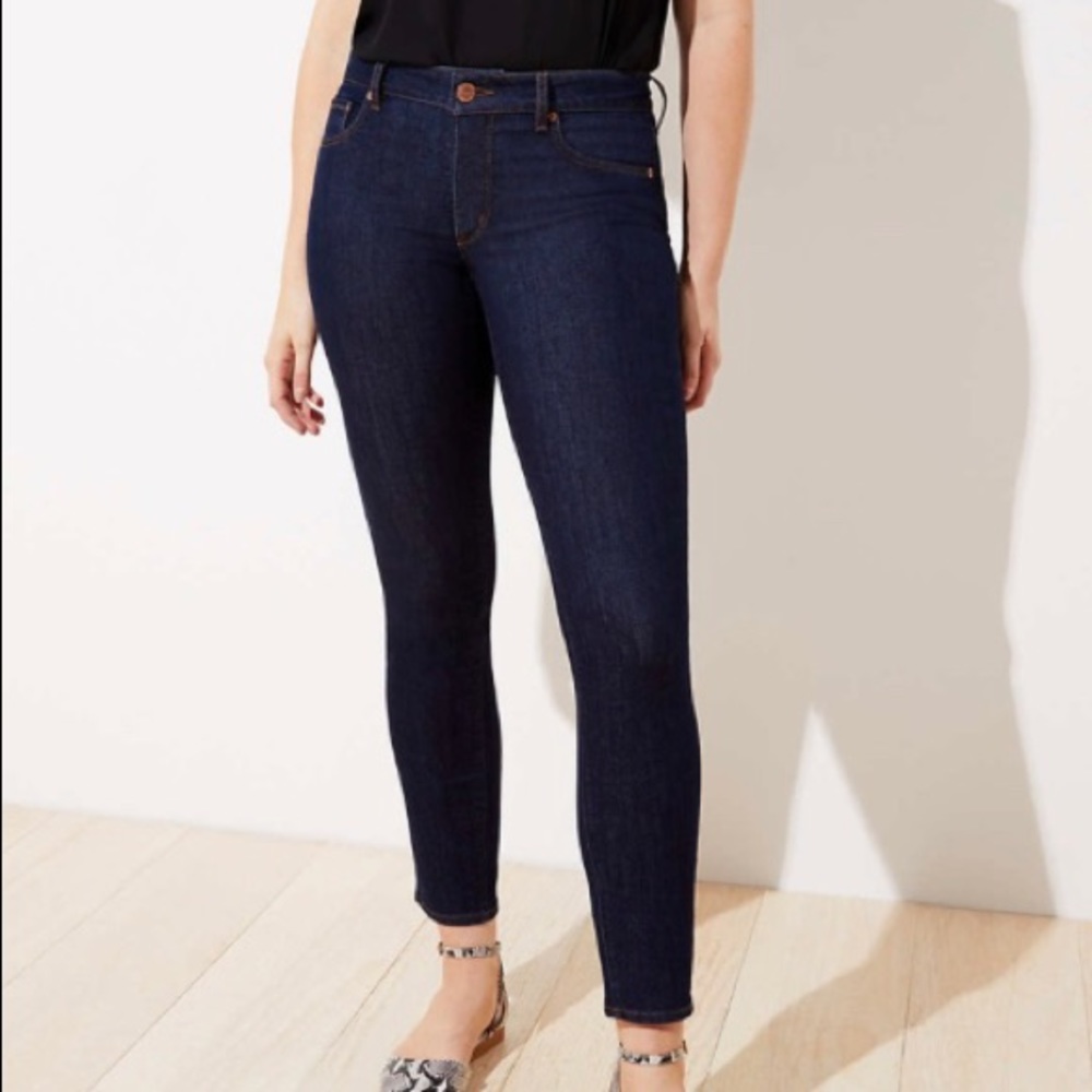 Loft Curvy Skinny Crop Dark Rinse Jeans Size 12